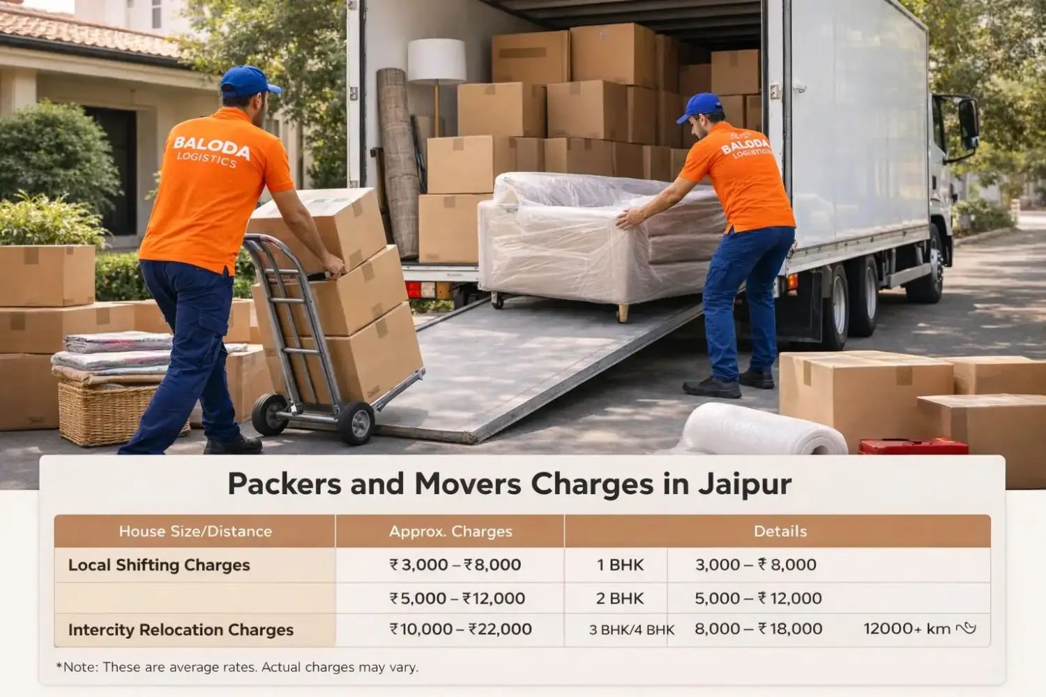 Packers and Movers Jaipur Cost
