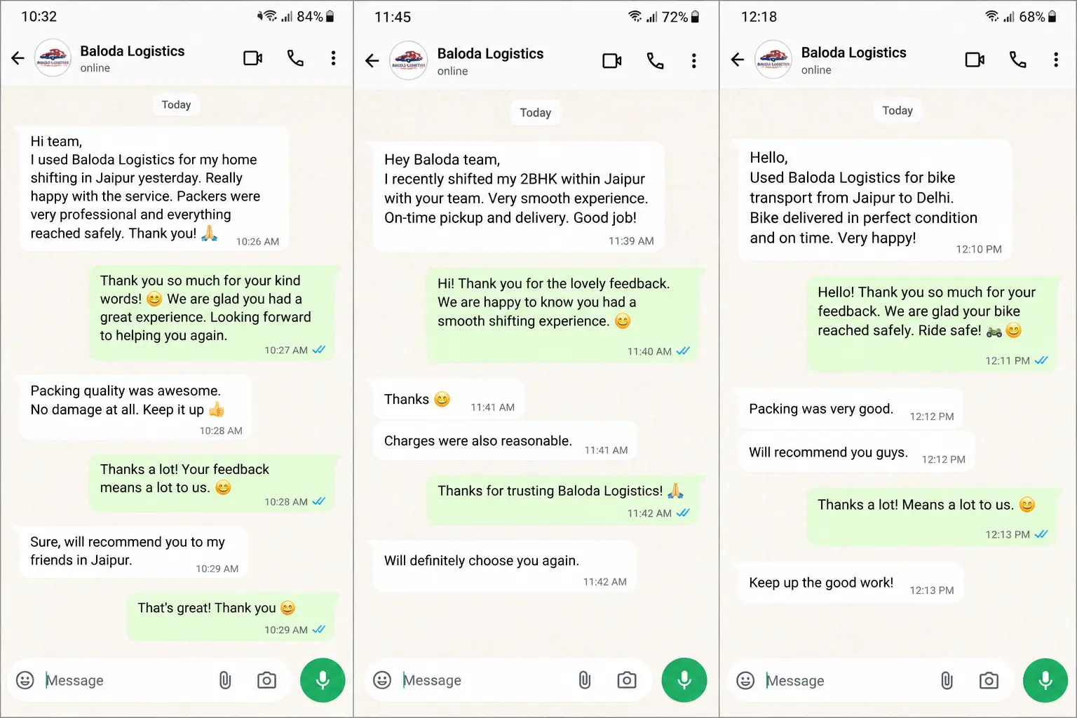Baloda Logistics Customer Feedbacks (1)