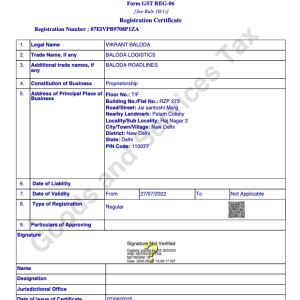 Baloda Logistics GST