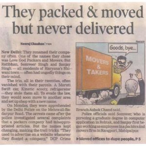 Packers and Movers Fraud News